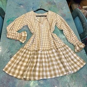 Short Gingham Prairie Dress
